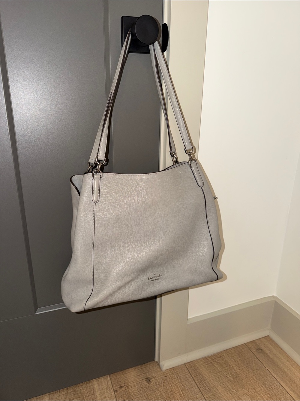 kate spade Light Gray Pebbled Leather Shoulder Bag